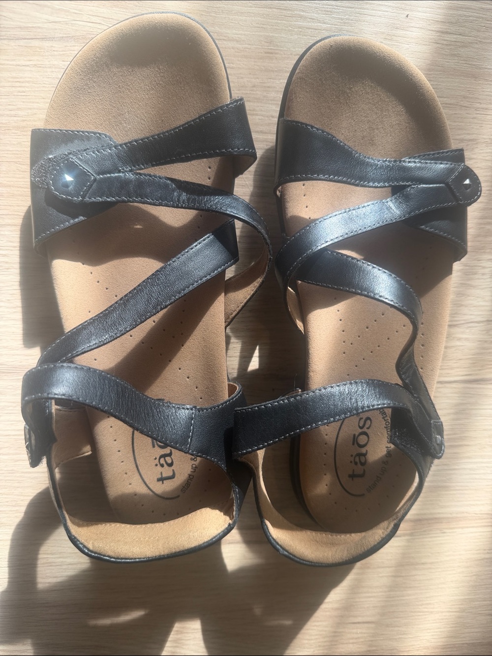 Taos Footwear Black Leather Strappy Sandals for Women